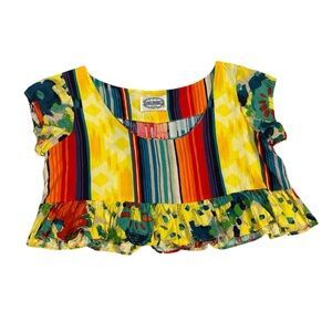 Jams World Ruffle Hem Tank Top Yellow Red Orange Green Blue Size‎ Small